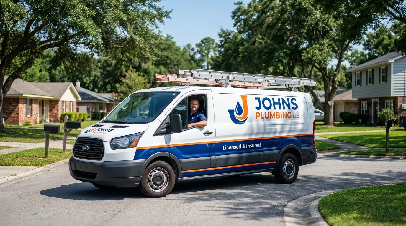 Johns Plumbing LLC service van in Central Valley, NY