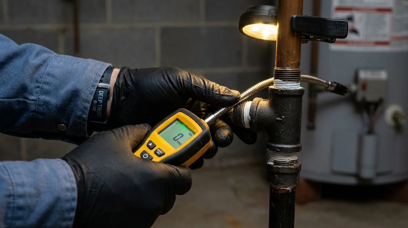 Gas leak detection with electronic sniffer by Johns Plumbing LLC in Central Valley