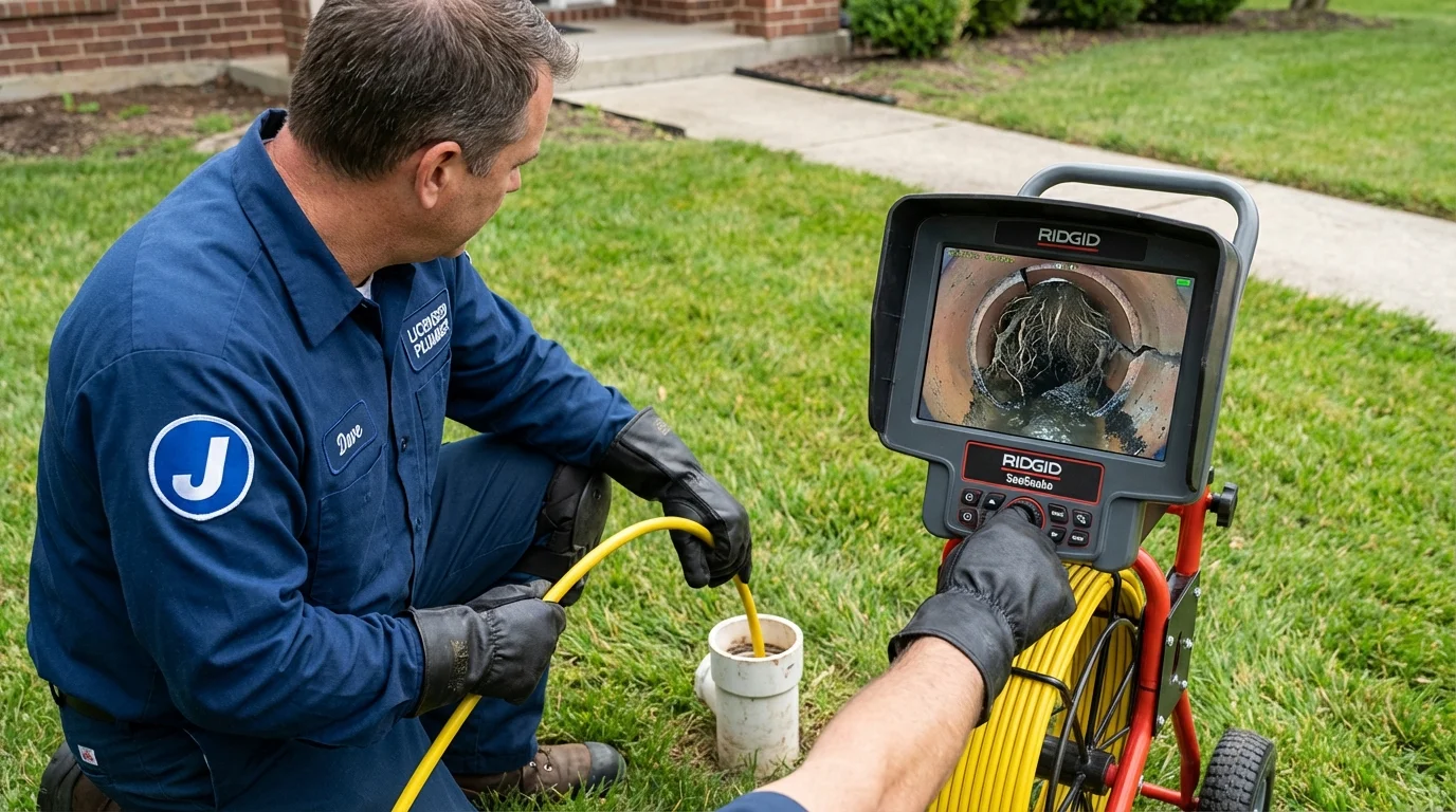 Sewer camera inspection being performed by Johns Plumbing LLC in Central Valley