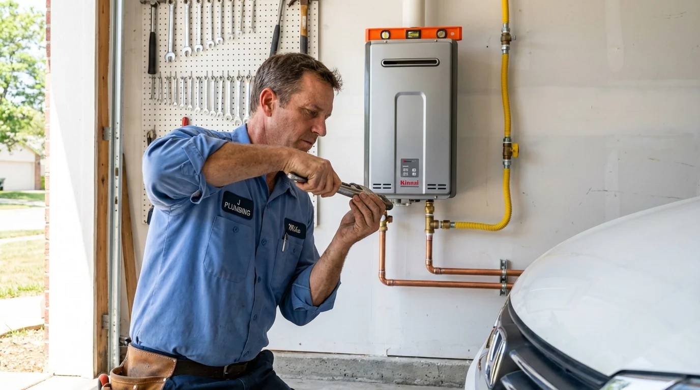 Tankless water heater installation by a Johns Plumbing LLC plumber in Central Valley